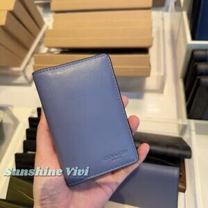 NWT Coach CJ728 Id License Credit Card Wallet Leather LIGHT DENIM